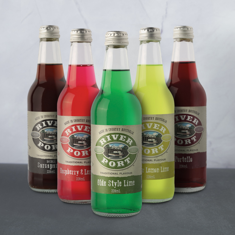 Riverport Sarsaparilla Olde Style-Lime-Raspberry-Lemonade Portello Lemon 330ml