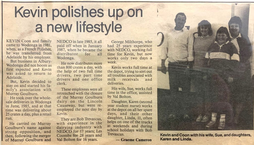 Coons Dairy newspaper article