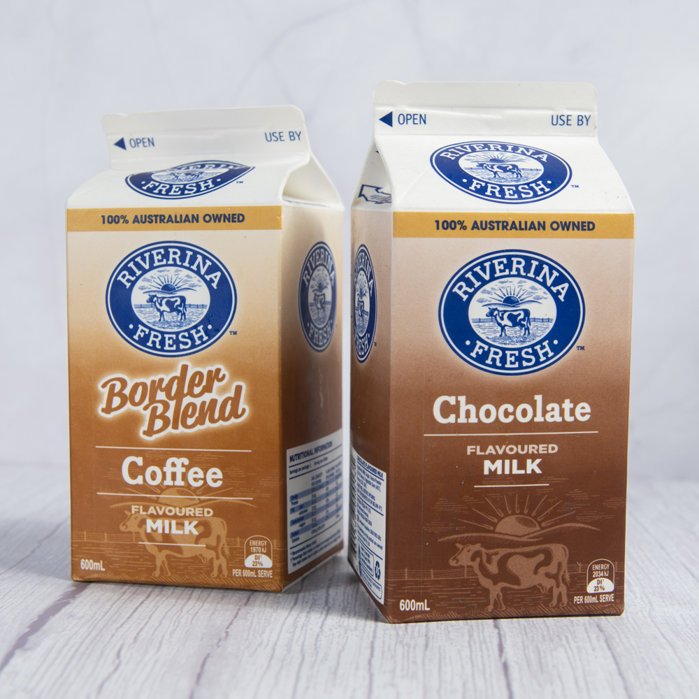 Riverina Fresh Border Blend Coffee and Chocolate Milk 600ml cartons